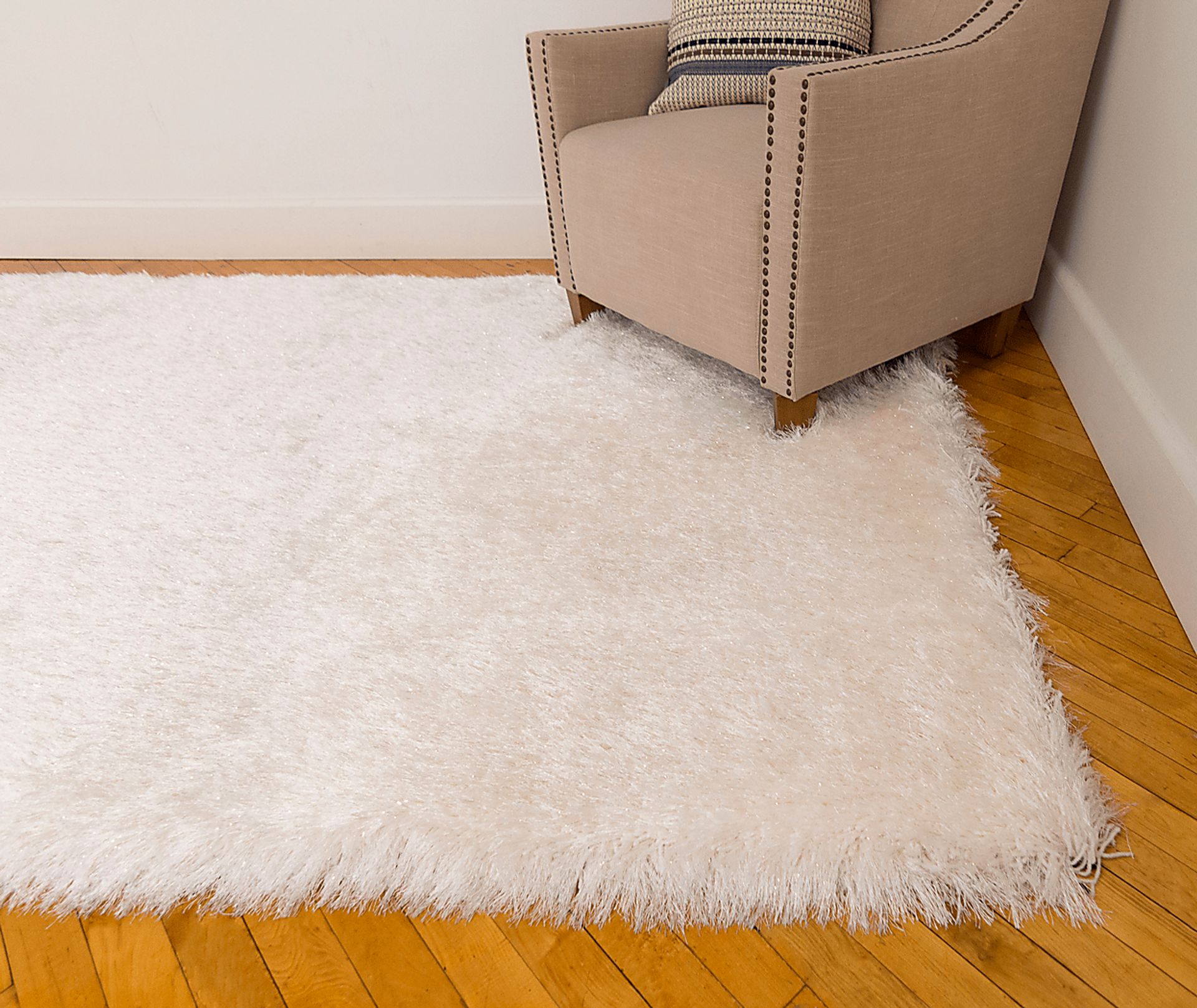 Sparkle Shag Ivory-Gold 5' x 7'5 Rug - Image 2