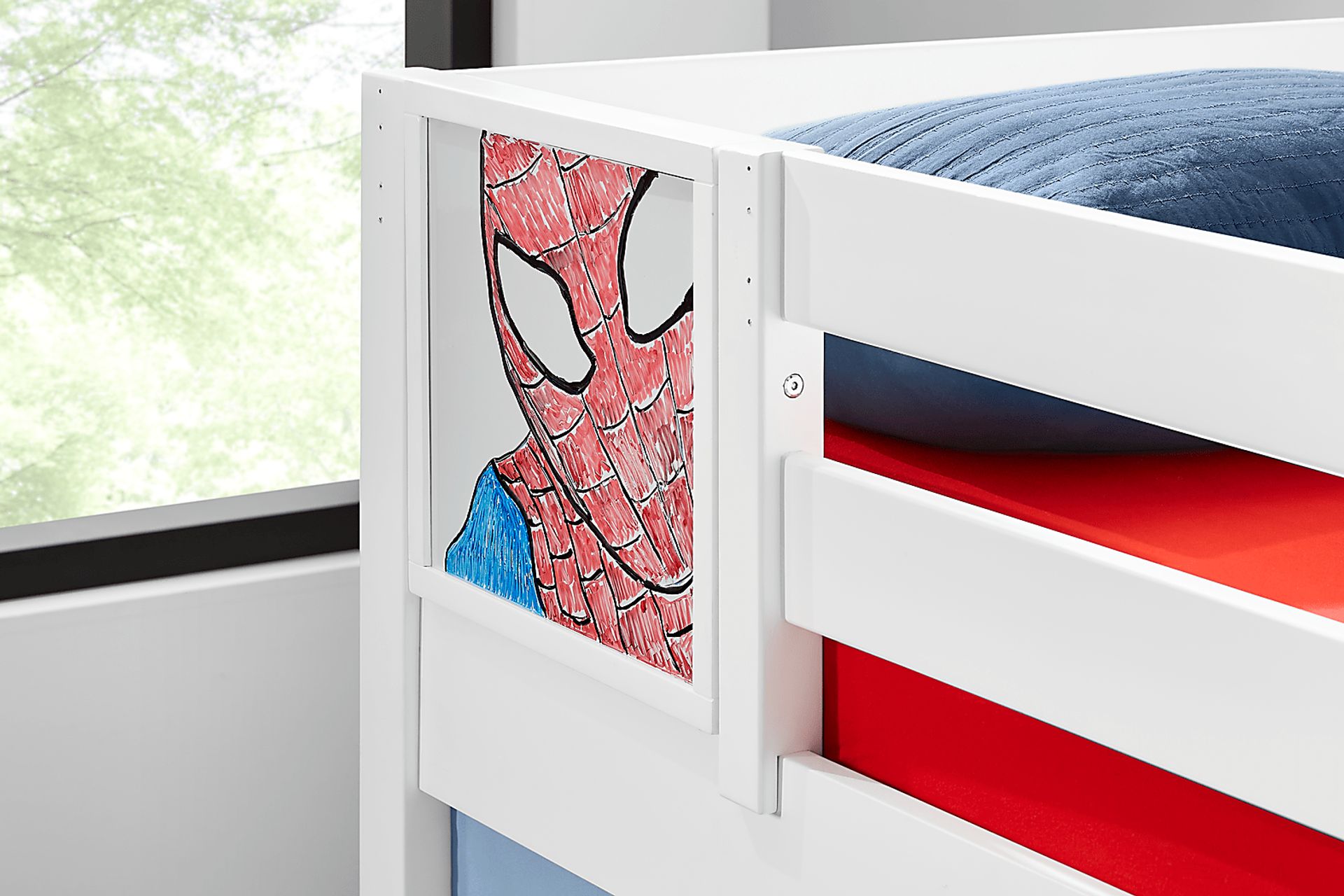 Spider-Man White Twin Low Loft with Activity Panel, Tent & Tower - Image 2