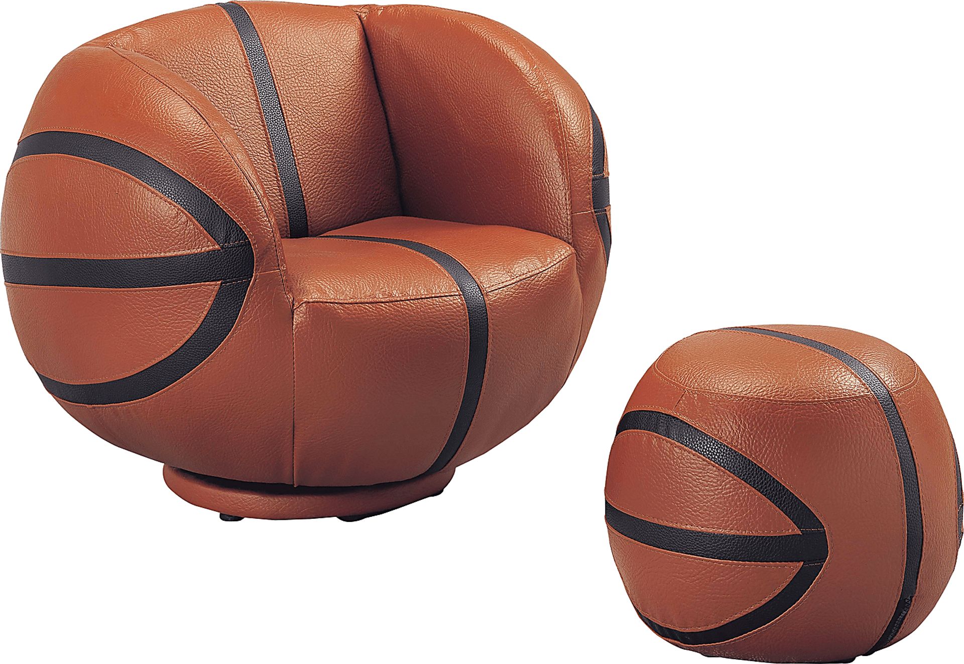 Kids Sport Brown Basketball Chair and Ottoman - Image 1