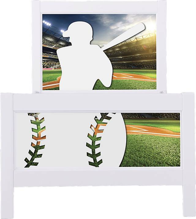 Sports Superstar White 3 Pc Twin Baseball Panel Bed - Thumbnail - Image 1