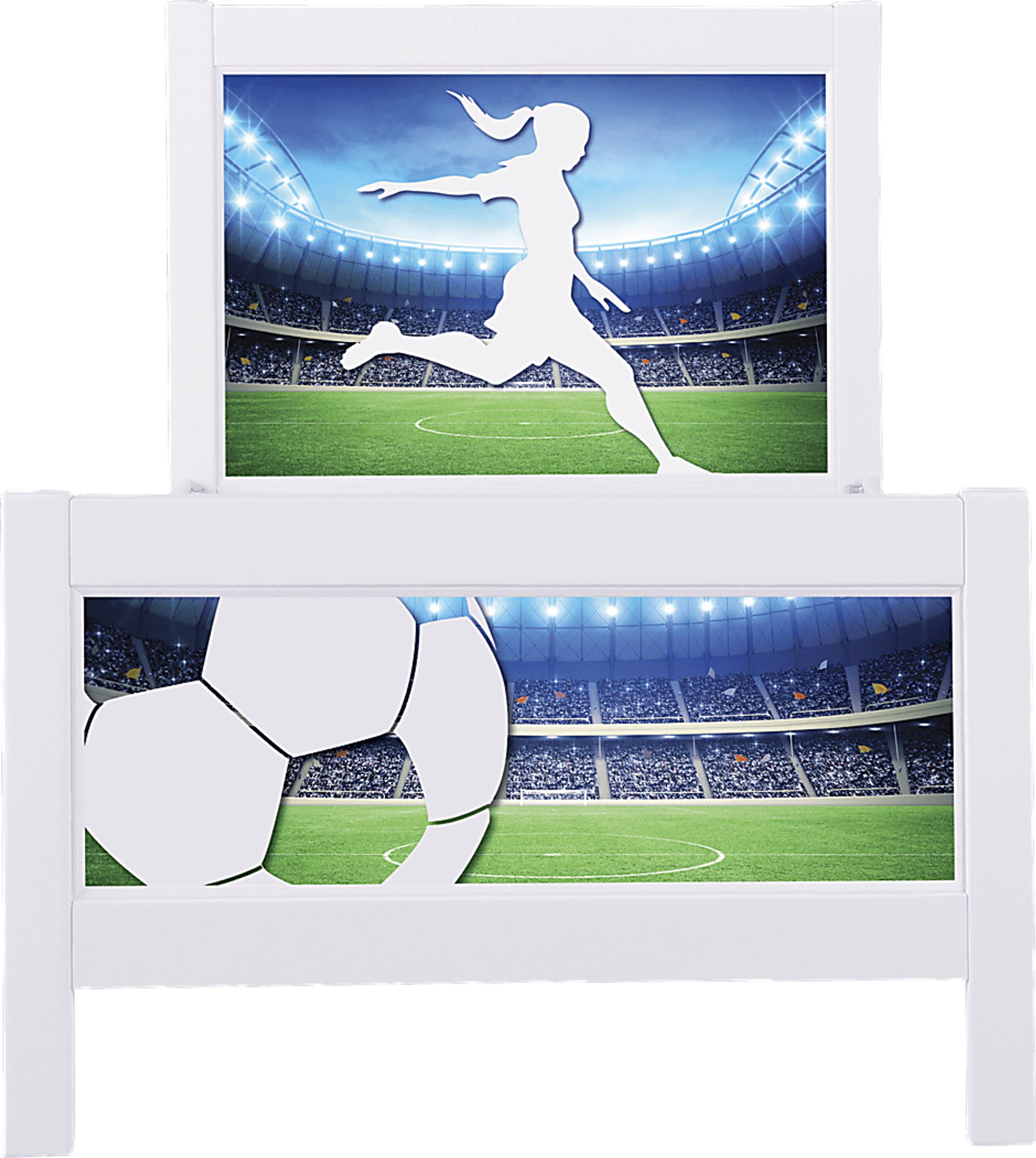 Sports Superstar White 3 Pc Twin Soccer Panel Bed - Image 1