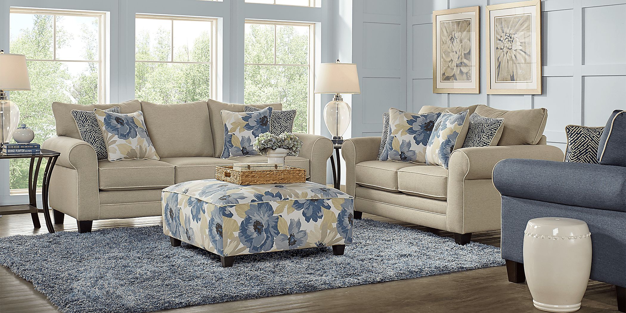 Spring Blooms Beige 3 Pc Living Room Rooms To Go