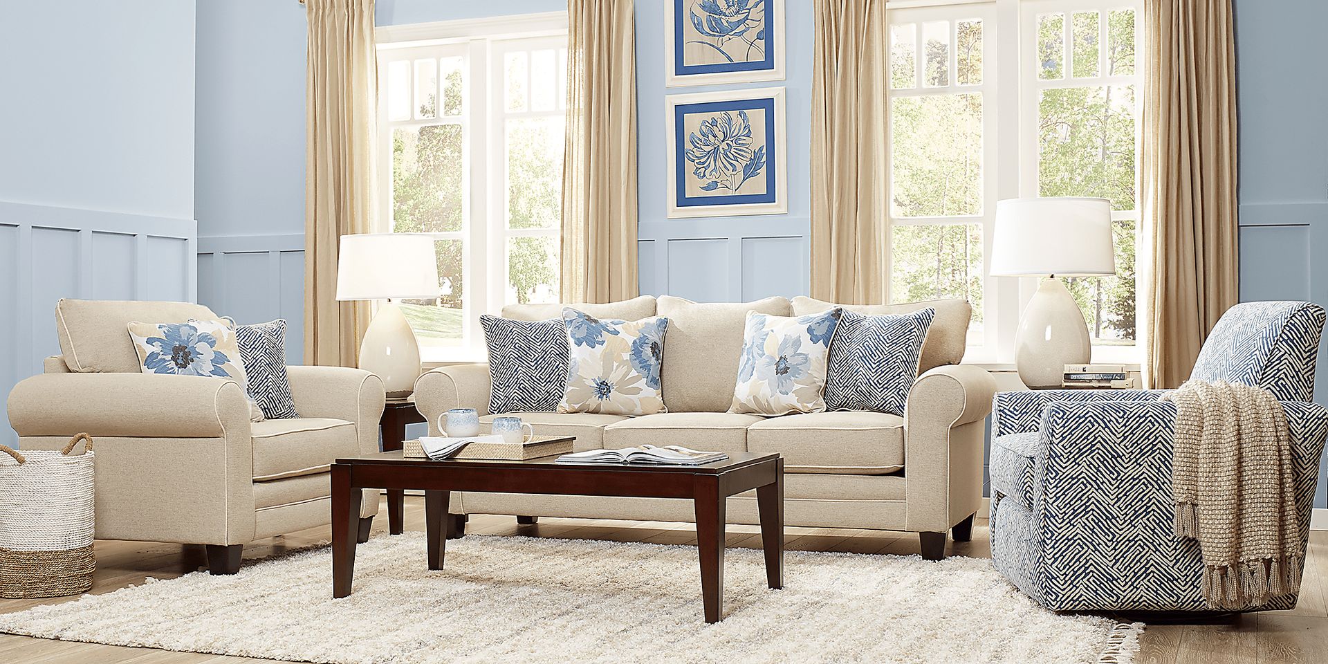 Spring Blooms Beige 5 Pc Living Room - Image 1