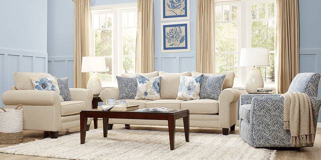Spring Blooms Beige 7 Pc Living Room - Thumbnail - Image 1