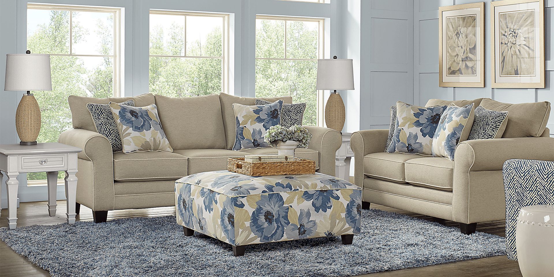 Spring Blooms Beige 7 Pc Living Room - Image 1