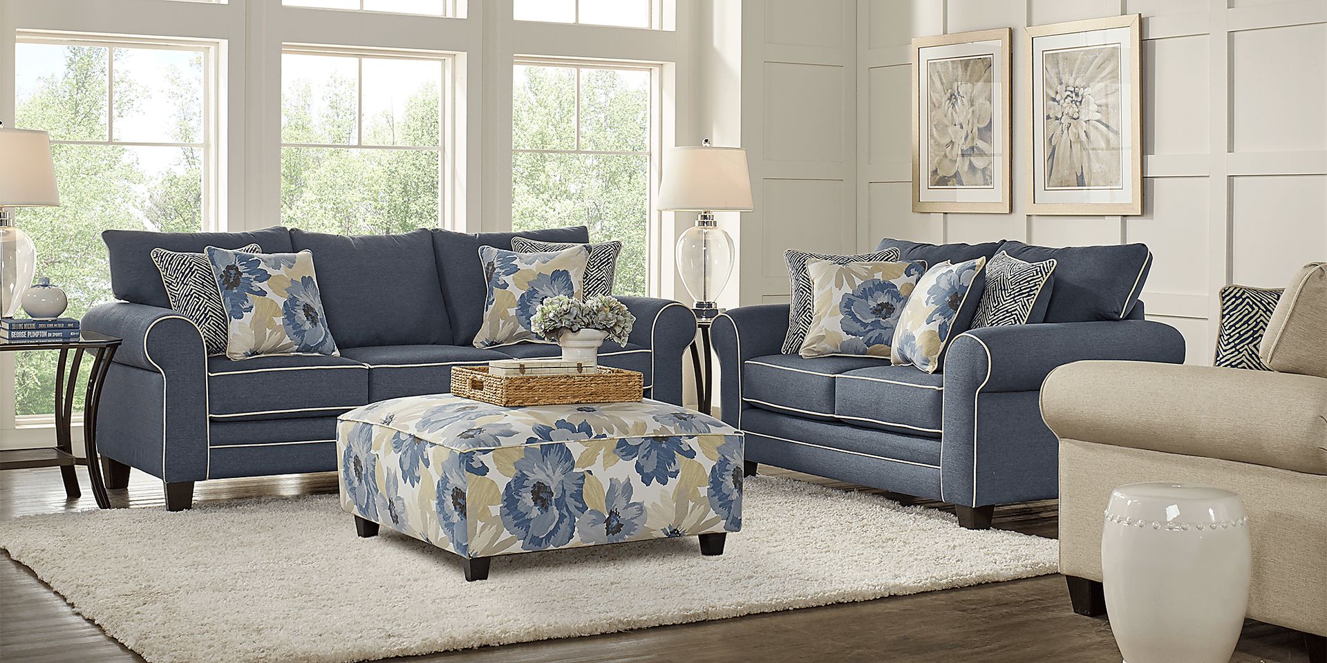 Spring Blooms Blue 2 Pc Living Room - Image 1