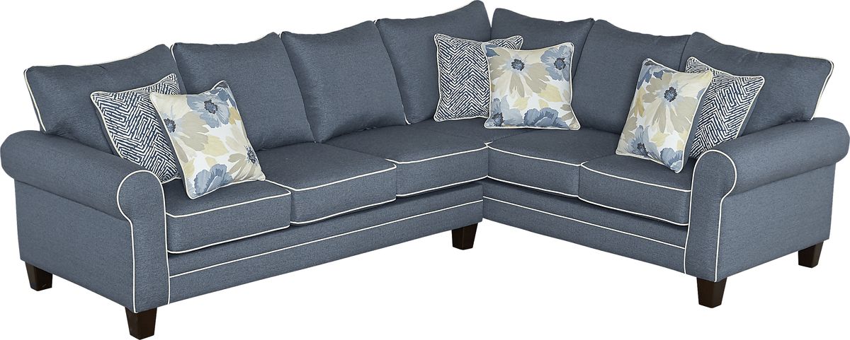 Spring Blooms Blue Polypropylene Fabric 2 Pc Sectional | Rooms to Go