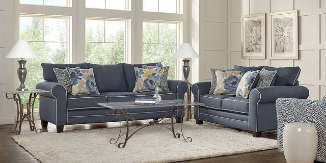 Spring Blooms Blue 7 Pc Living Room - Thumbnail - Image 1