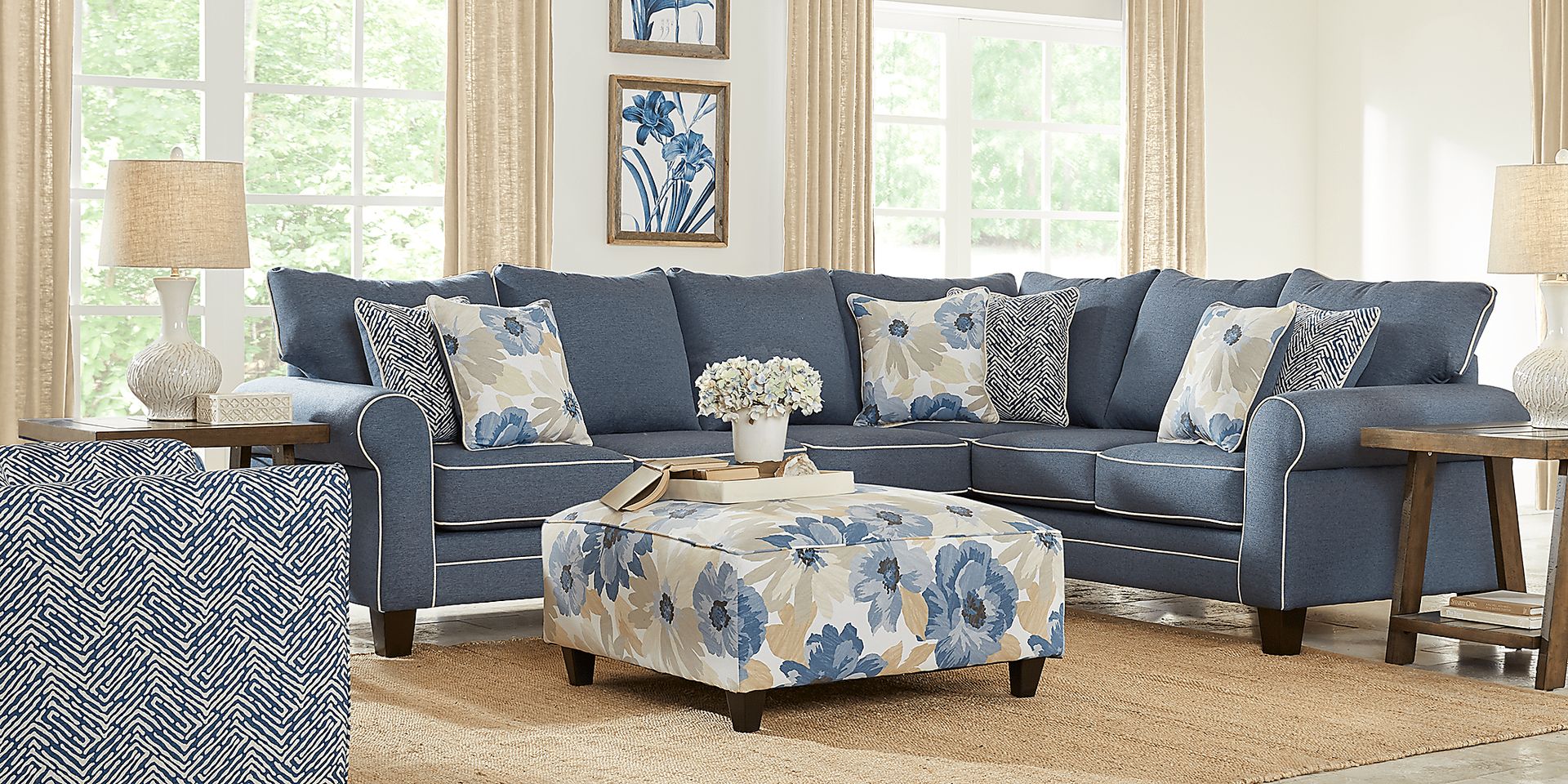 Spring Blooms Blue 2 Pc Sectional - Image 2