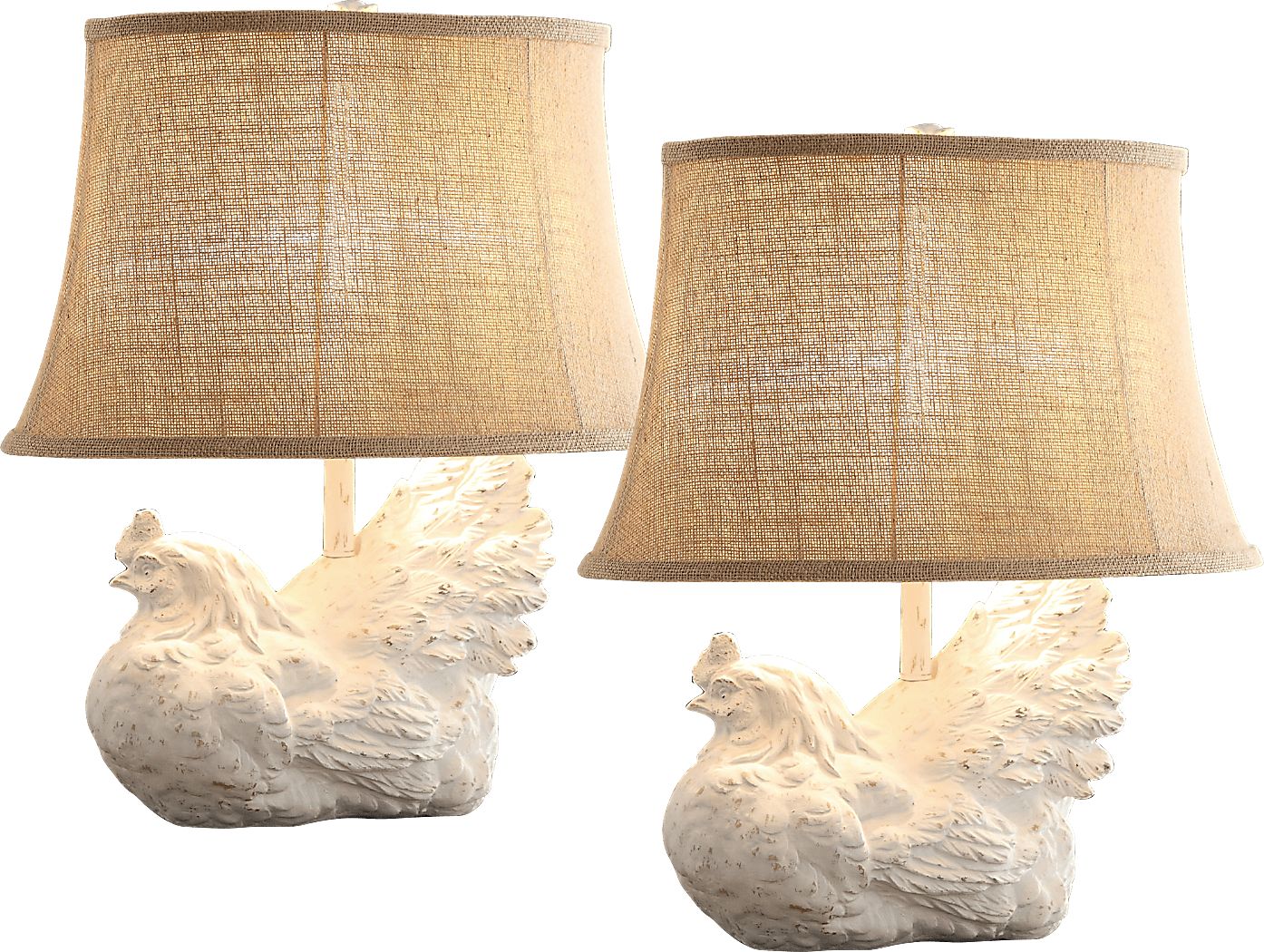 Spring Chicken White Table Lamps, Set of 2