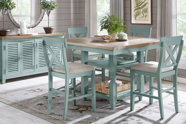 Spring Cottage Blue Counter Height Dining Table - Thumbnail - Image 2