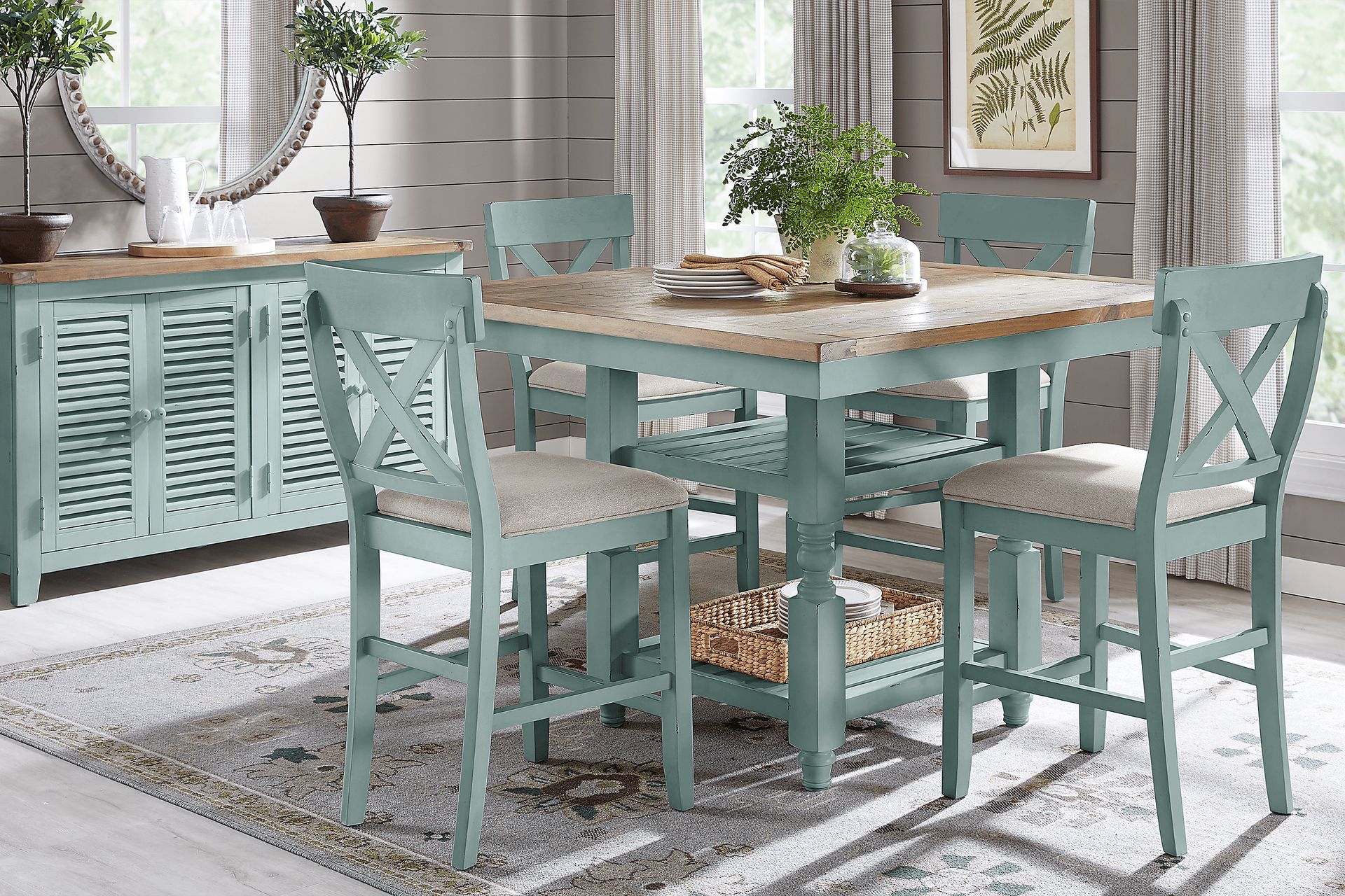 Spring Cottage Blue 5 Pc Counter Height Dining Set - Image 1