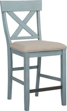 Spring Cottage Blue Counter Height Stool