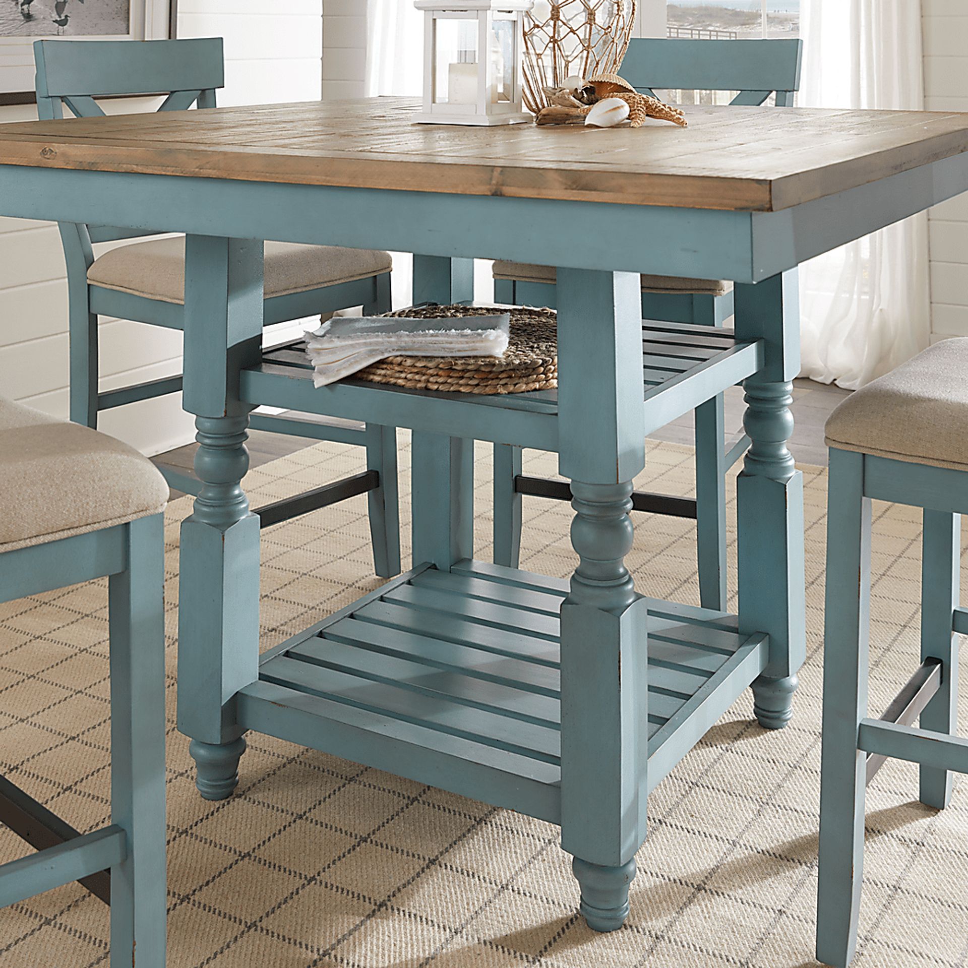 Spring Cottage Blue 5 Pc Counter Height Dining Set - Image 3
