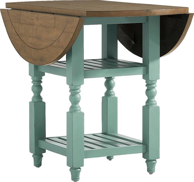 Spring Cottage Blue Round Counter Height Drop Leaf Dining Table - Thumbnail - Image 3