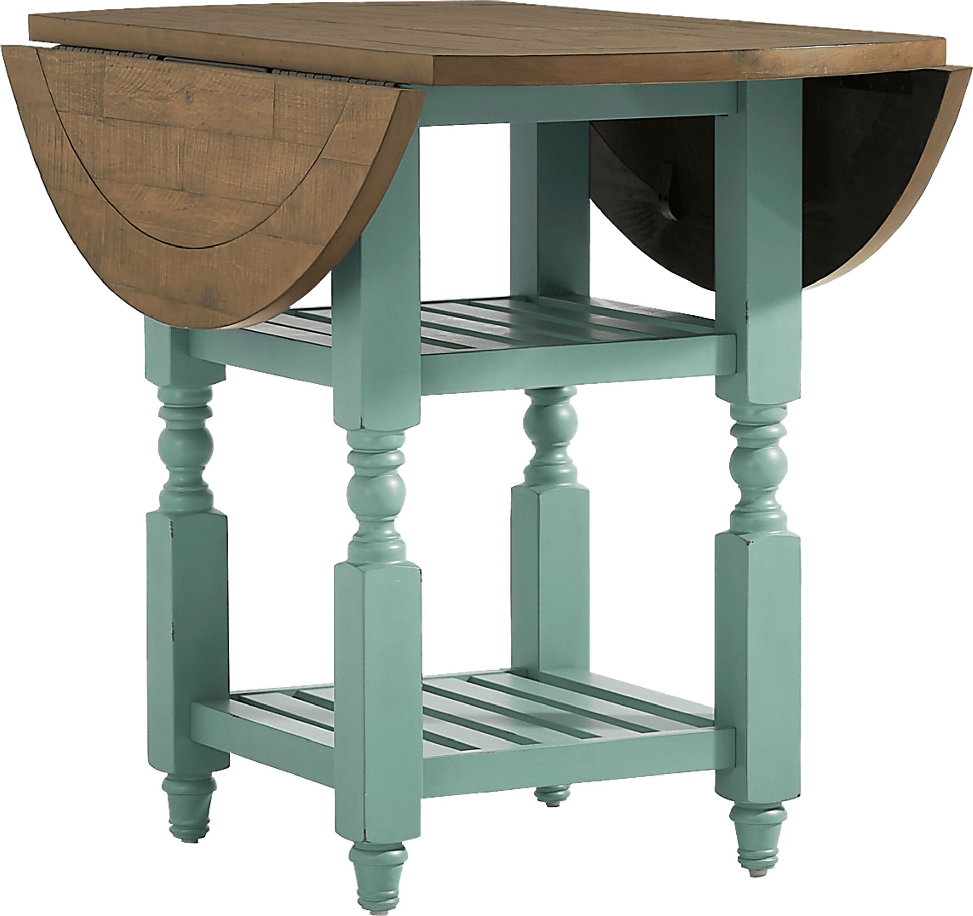 Spring Cottage Blue Round Counter Height Drop Leaf Dining Table - Image 3