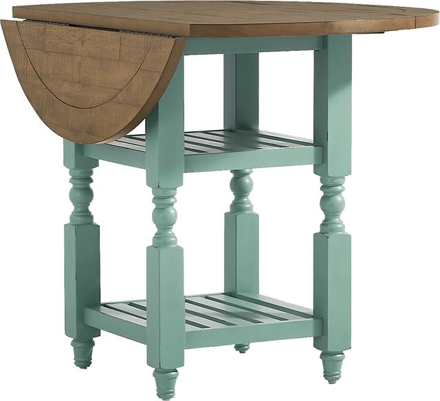 Spring Cottage Blue Round Counter Height Drop Leaf Dining Table - Thumbnail - Image 4