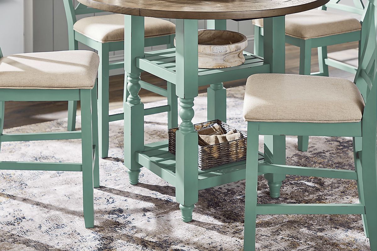 Spring Cottage 5 Pc Blue Colors Dining Room Set With Counter Height ...