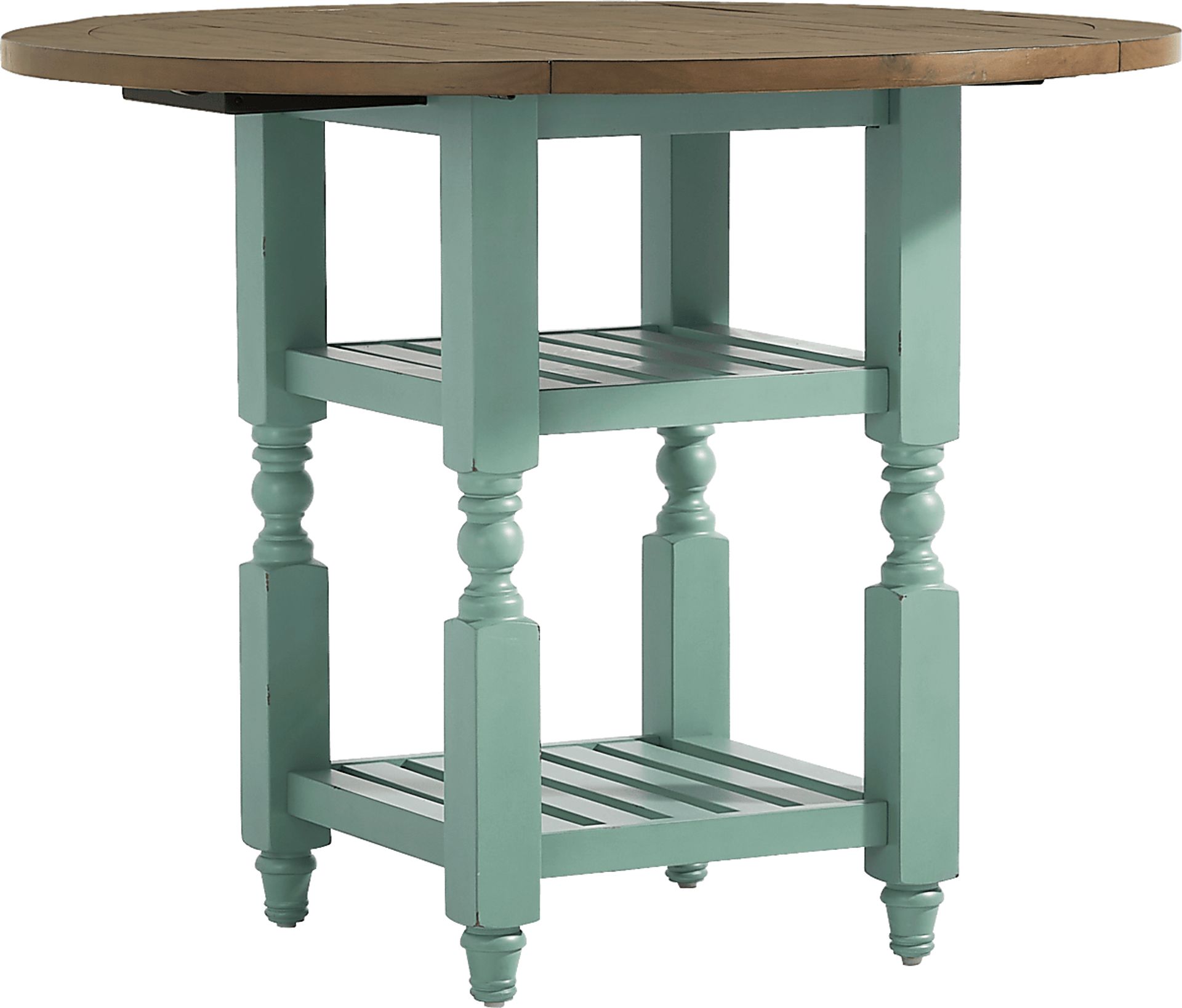 Spring Cottage Blue Round Counter Height Drop Leaf Dining Table - Image 1