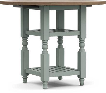 Spring Cottage Blue Round Counter Height Drop Leaf Dining Table