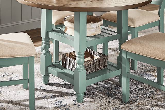 Spring Cottage Blue 5 Pc Round Drop Leaf Dining Room - Thumbnail - Image 6