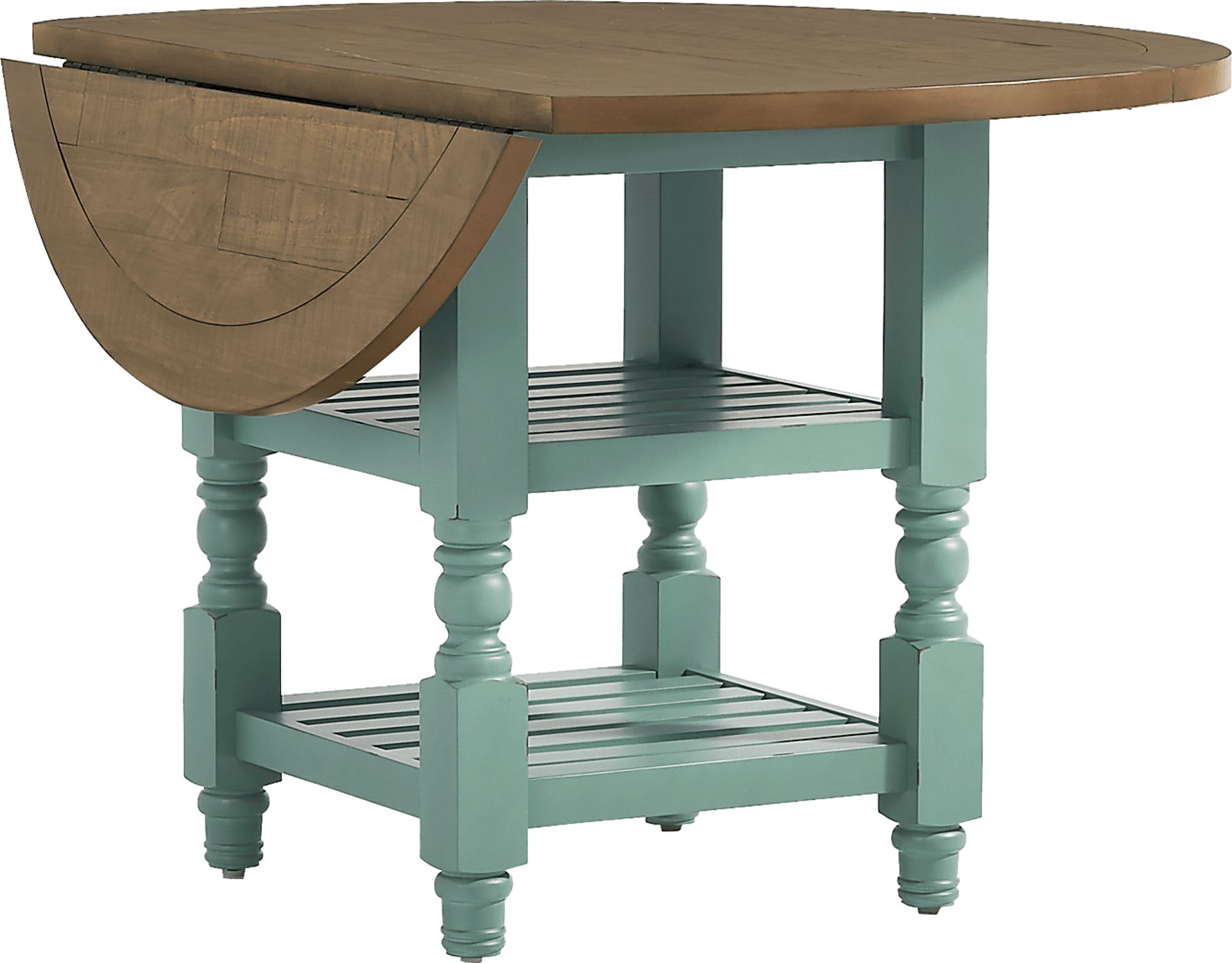 Spring Cottage Blue Round Drop Leaf Dining Table - Image 7
