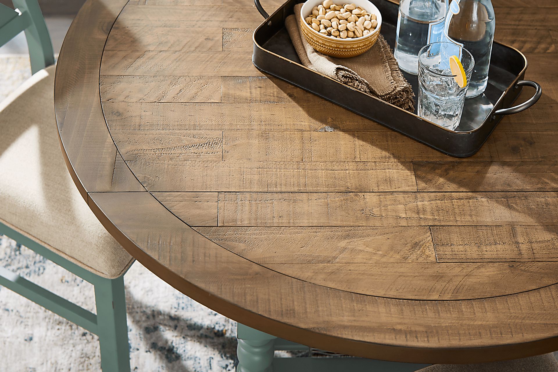 Spring Cottage Blue Round Drop Leaf Dining Table - Image 8