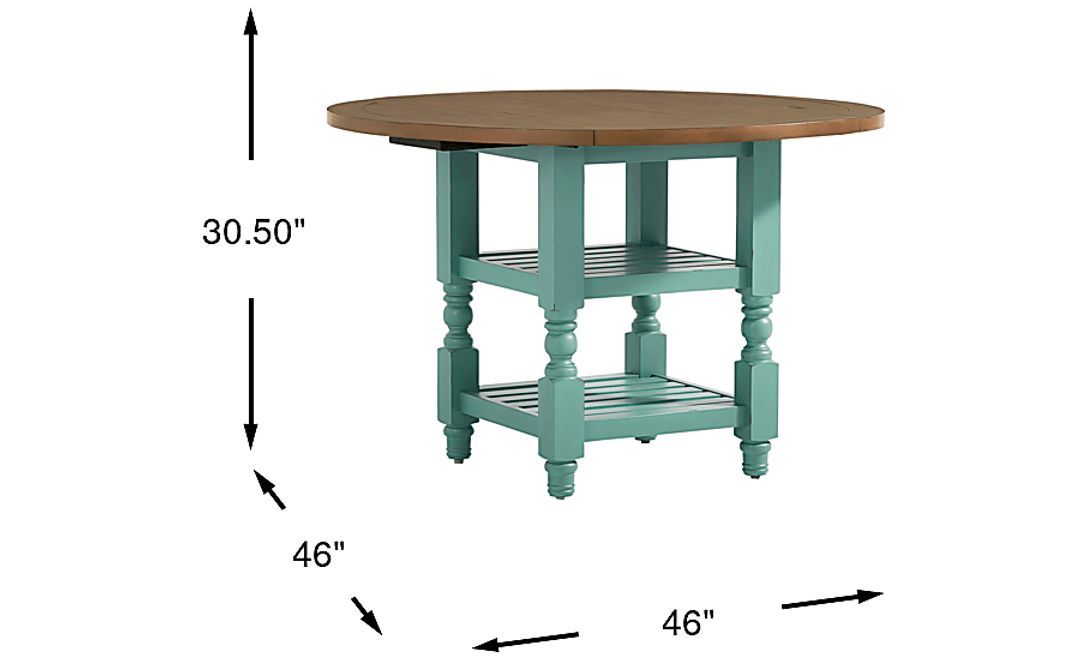 Spring Cottage Blue Round Drop Leaf Dining Table