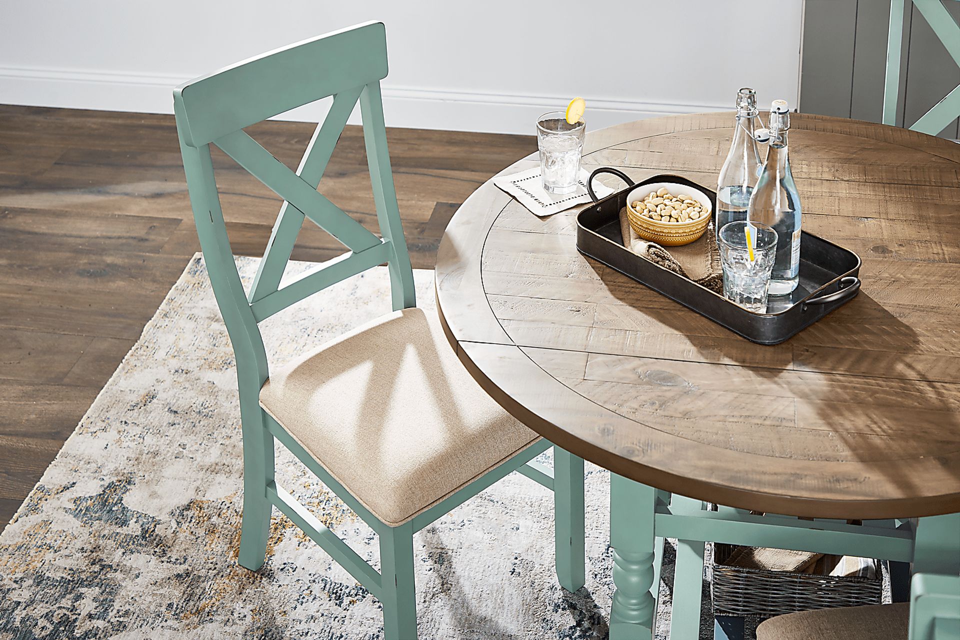Spring Cottage Blue 5 Pc Round Drop Leaf Dining Room - Image 10