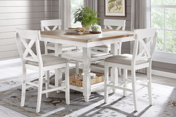 Spring Cottage White 5 Pc Counter Height Dining Set