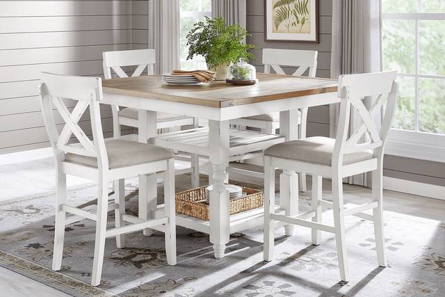 Spring Cottage White 5 Pc Counter Height Dining Set - Thumbnail - Image 1