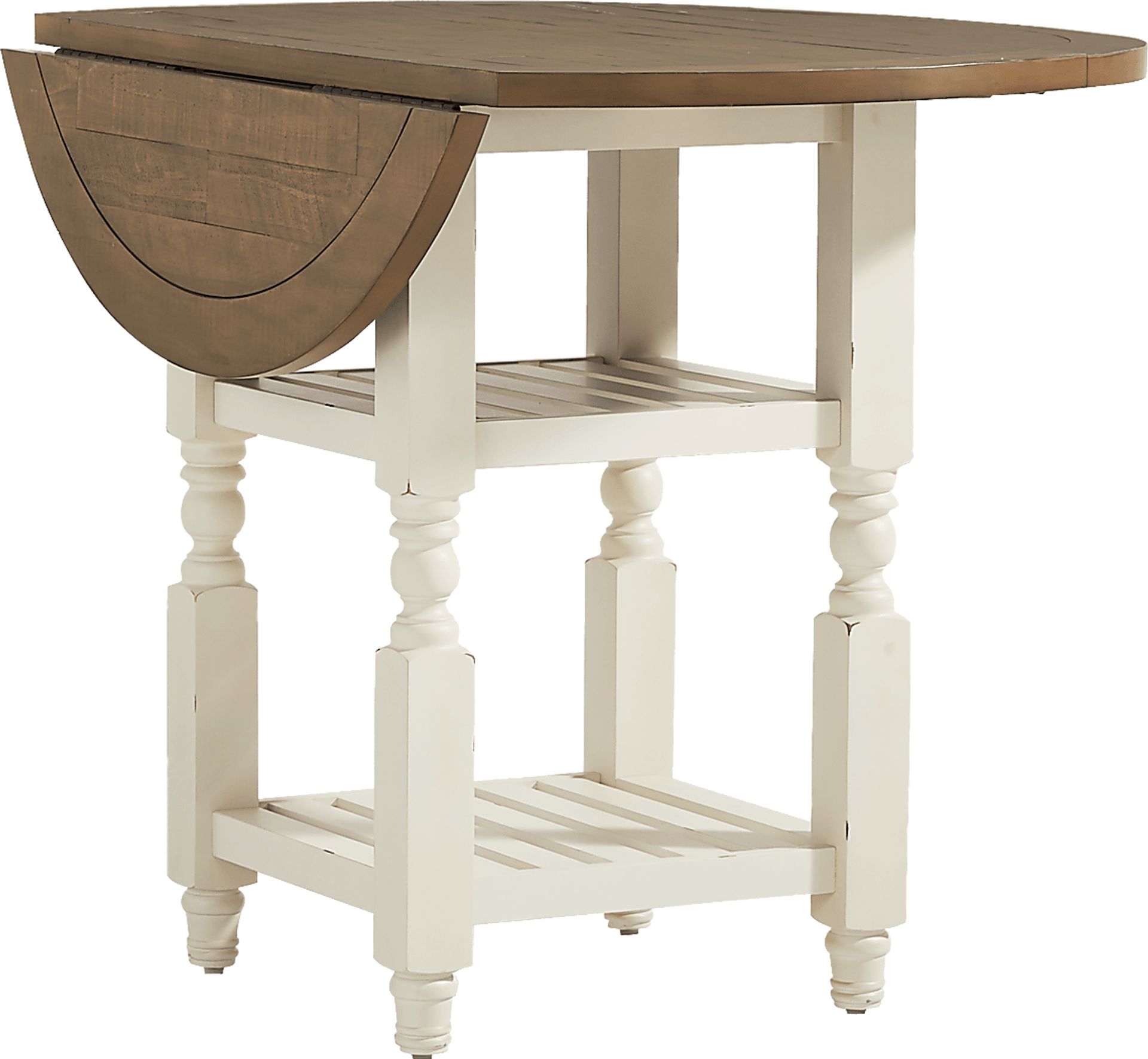 Spring Cottage White Round Counter Height Drop Leaf Dining Table - Image 4