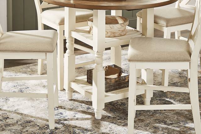 Spring Cottage White 5 Pc Round Counter Height Drop Leaf Dining Room - Thumbnail - Image 5