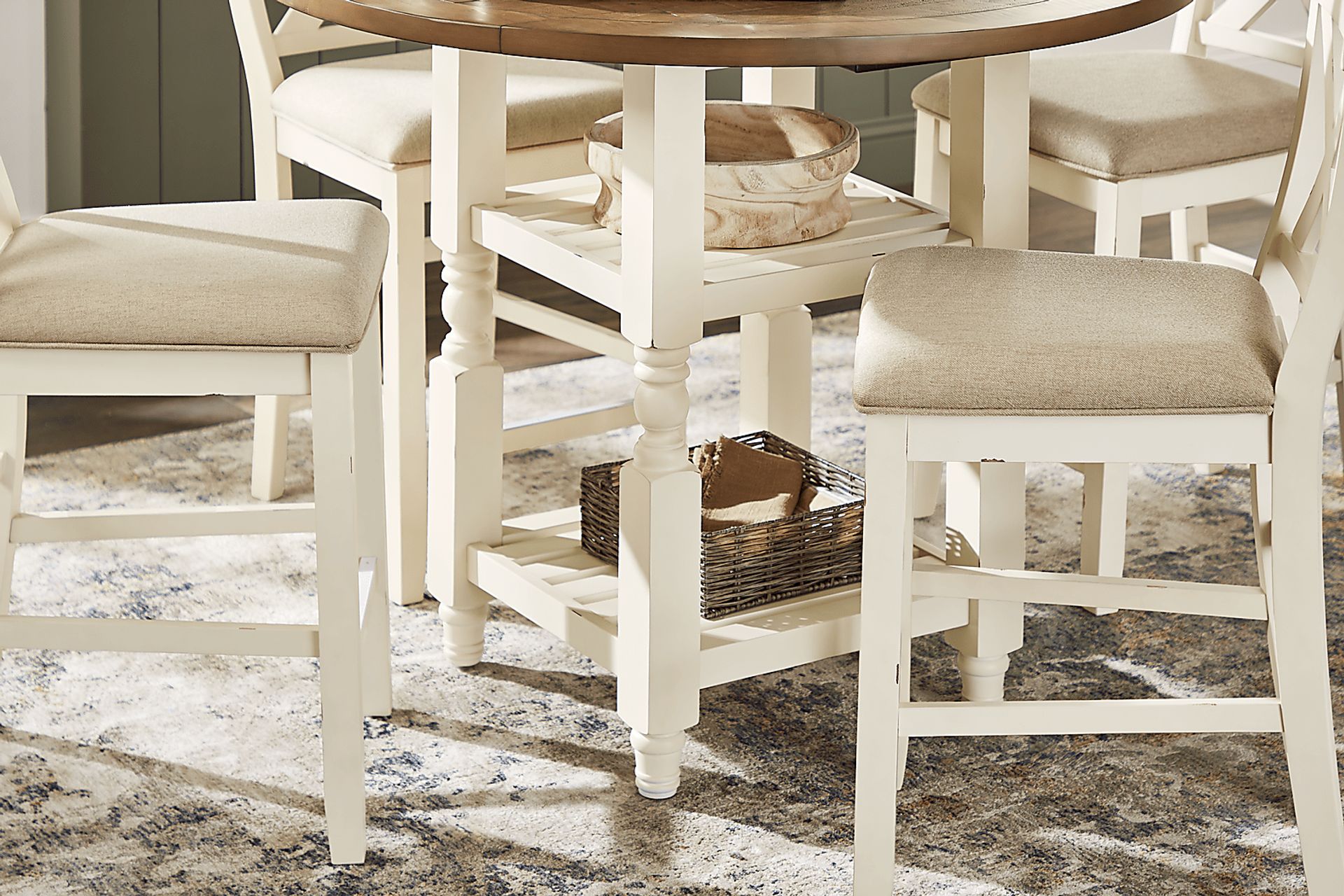 Spring Cottage White Round Counter Height Drop Leaf Dining Table - Image 5