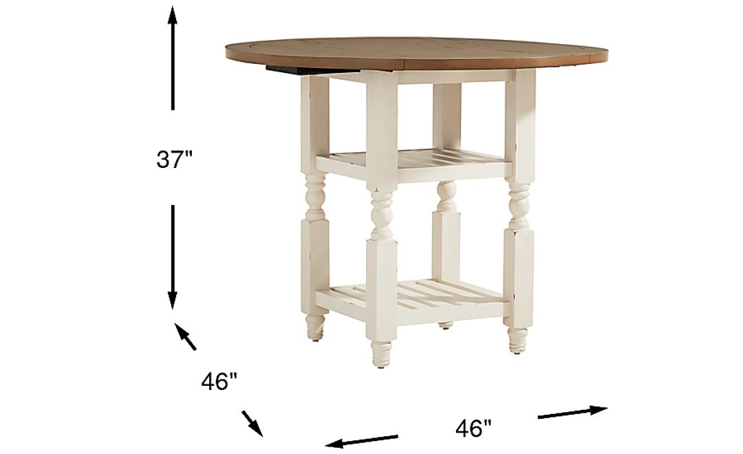Spring Cottage White Round Counter Height Drop Leaf Dining Table