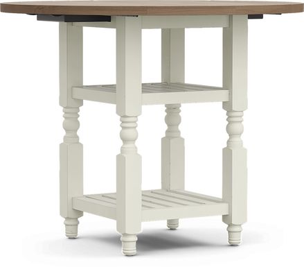Spring Cottage White Round Counter Height Drop Leaf Dining Table