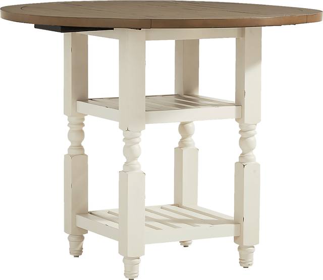Spring Cottage White Round Counter Height Drop Leaf Dining Table - Thumbnail - Image 1