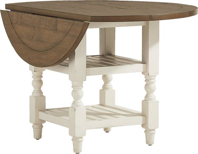 Spring Cottage White 5 Pc Round Drop Leaf Dining Room - Thumbnail - Image 4