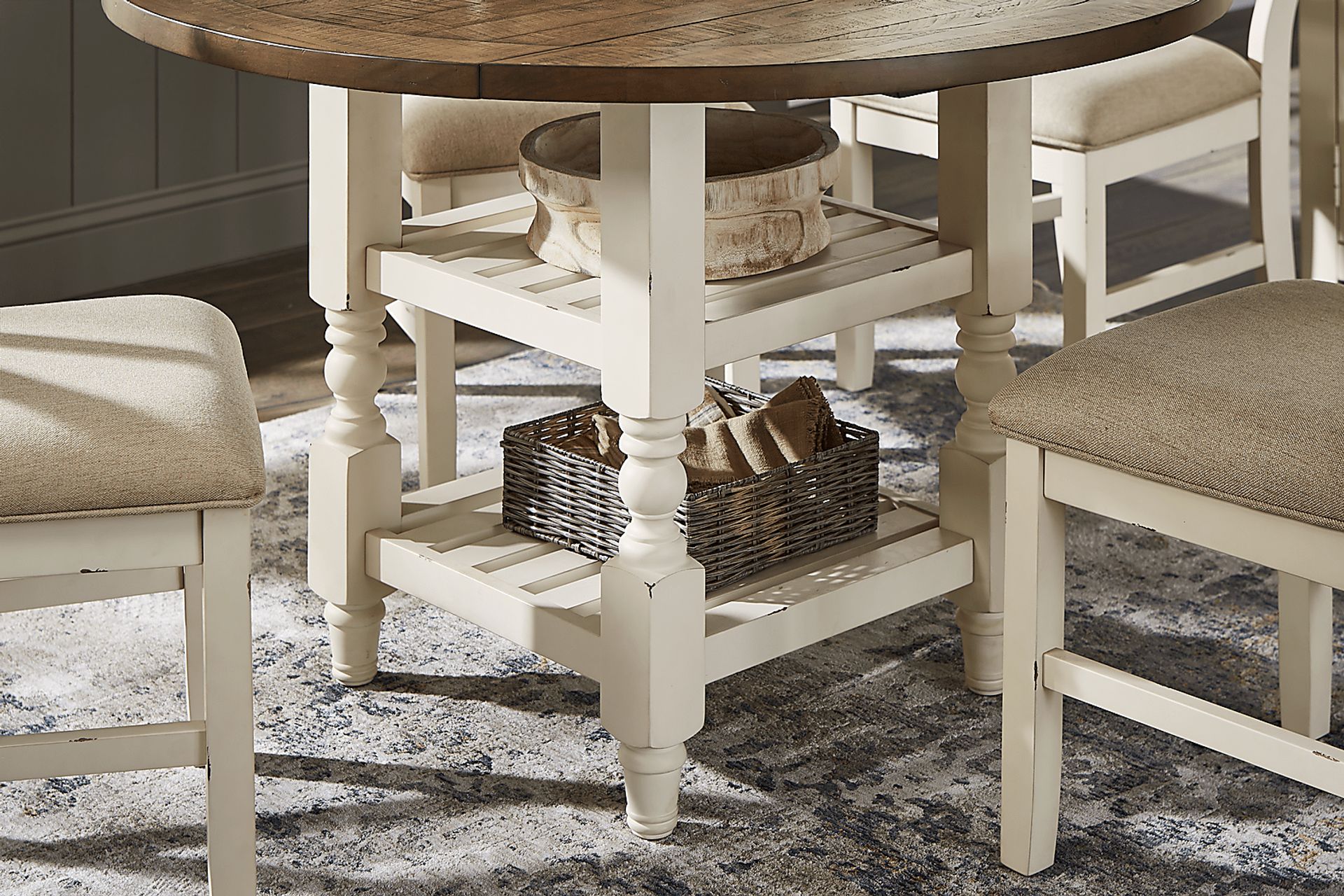 Spring Cottage White 5 Pc Round Drop Leaf Dining Room - Image 6