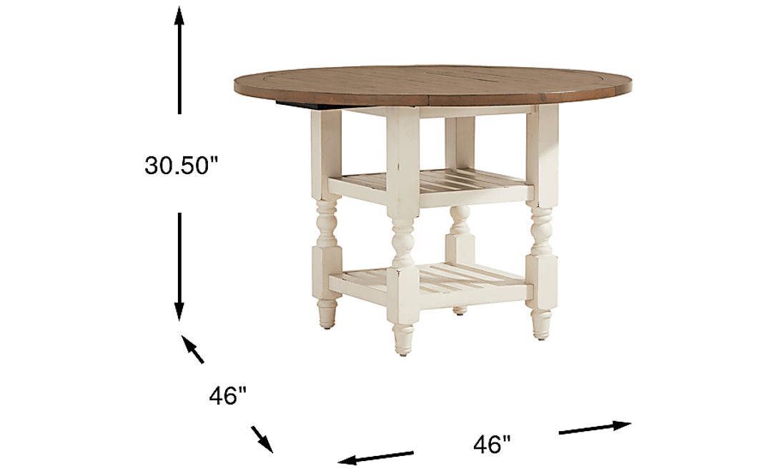 Spring Cottage White Round Drop Leaf Dining Table