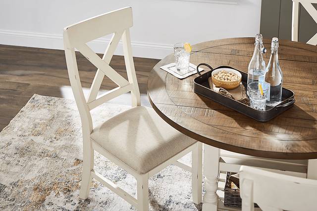 Spring Cottage White 5 Pc Round Drop Leaf Dining Room - Thumbnail - Image 10