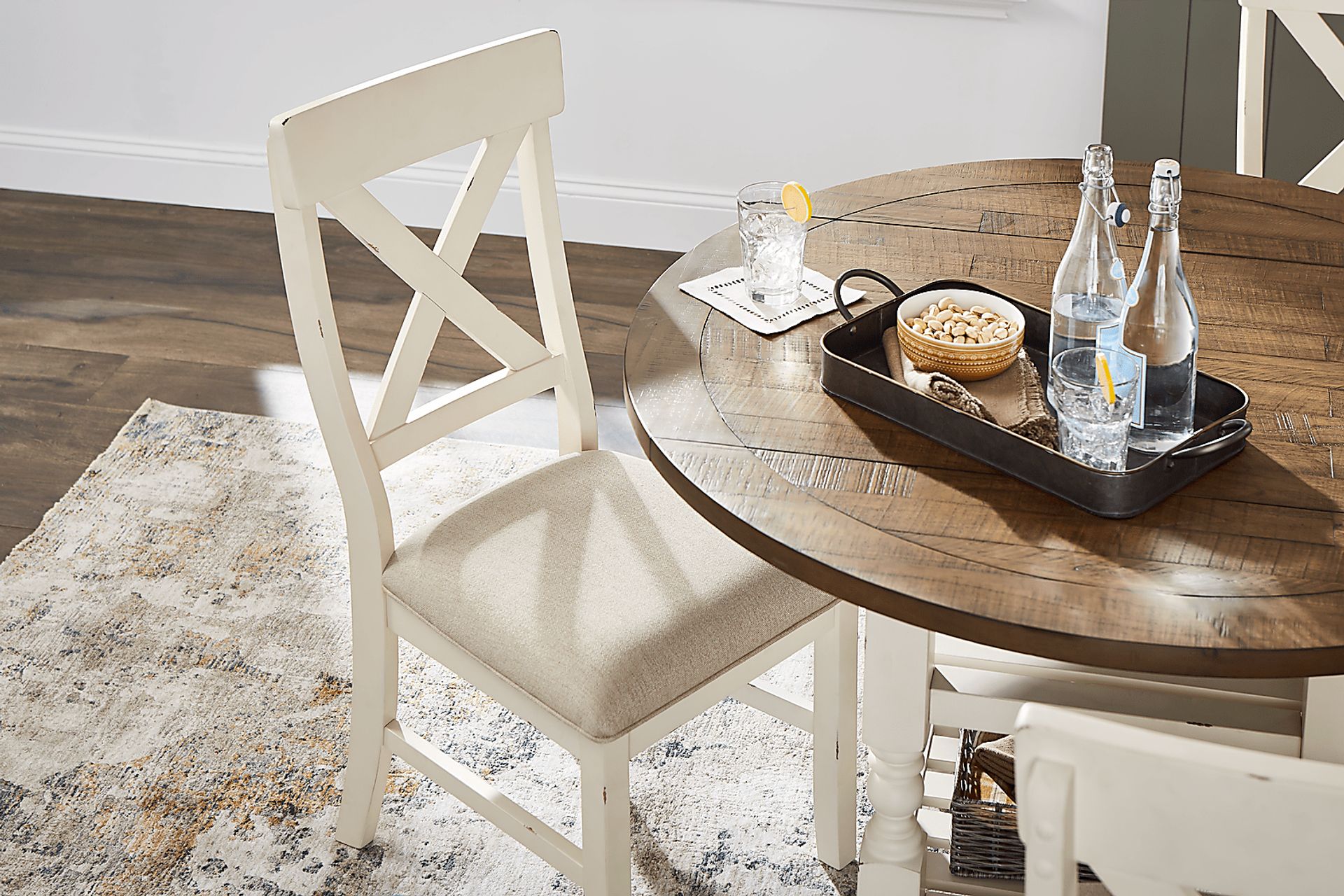 Spring Cottage White 5 Pc Round Drop Leaf Dining Room - Image 10