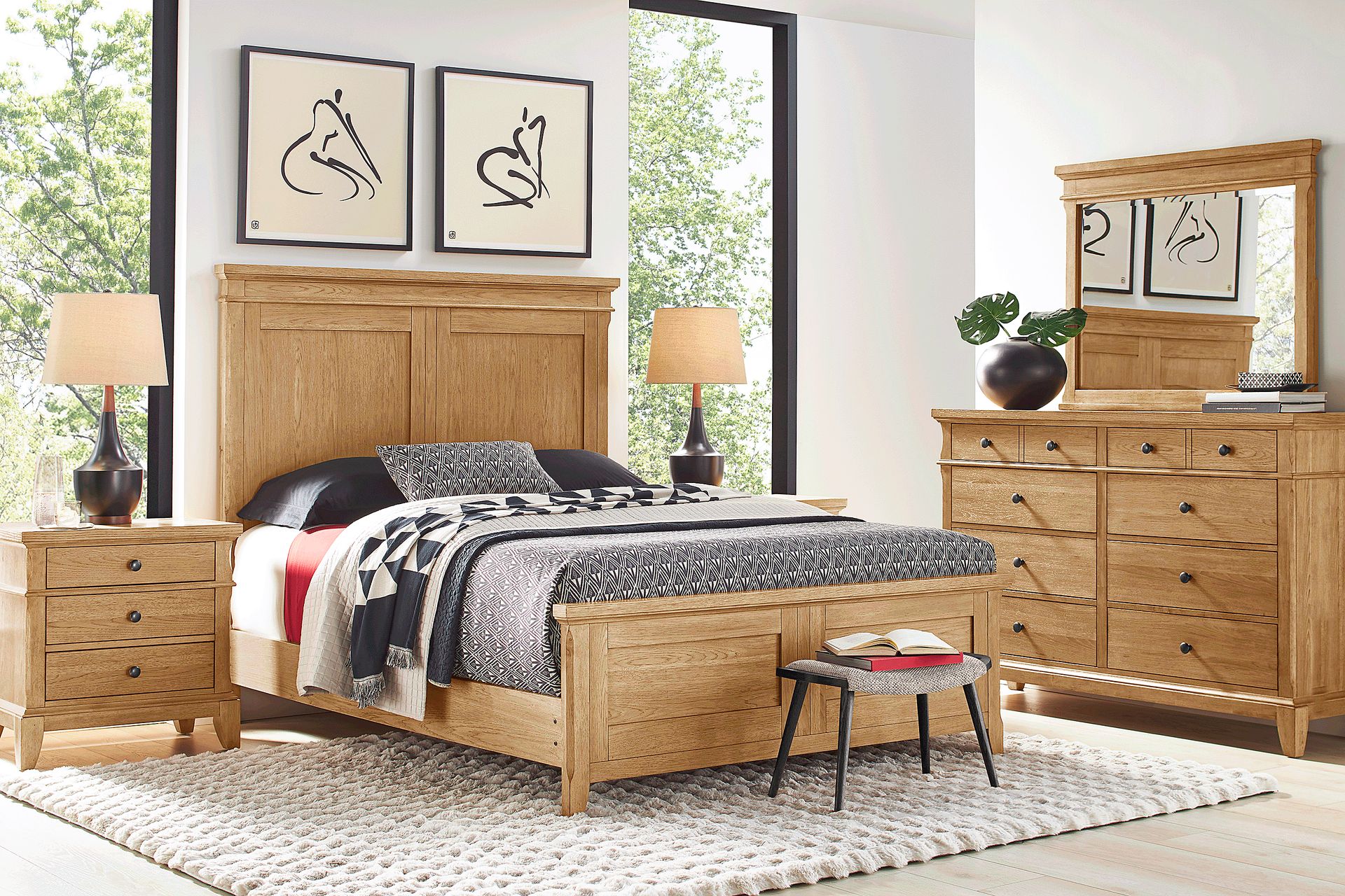 Springville Natural 5 Pc Queen Panel Bedroom - Image 1