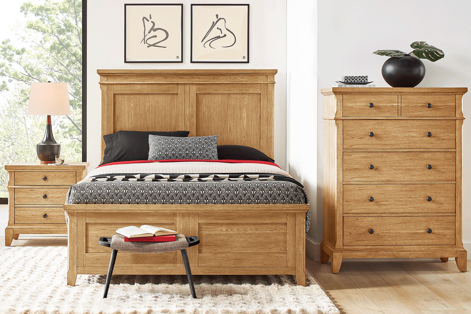 Springville Natural 5 Pc Queen Panel Bedroom - Image 1