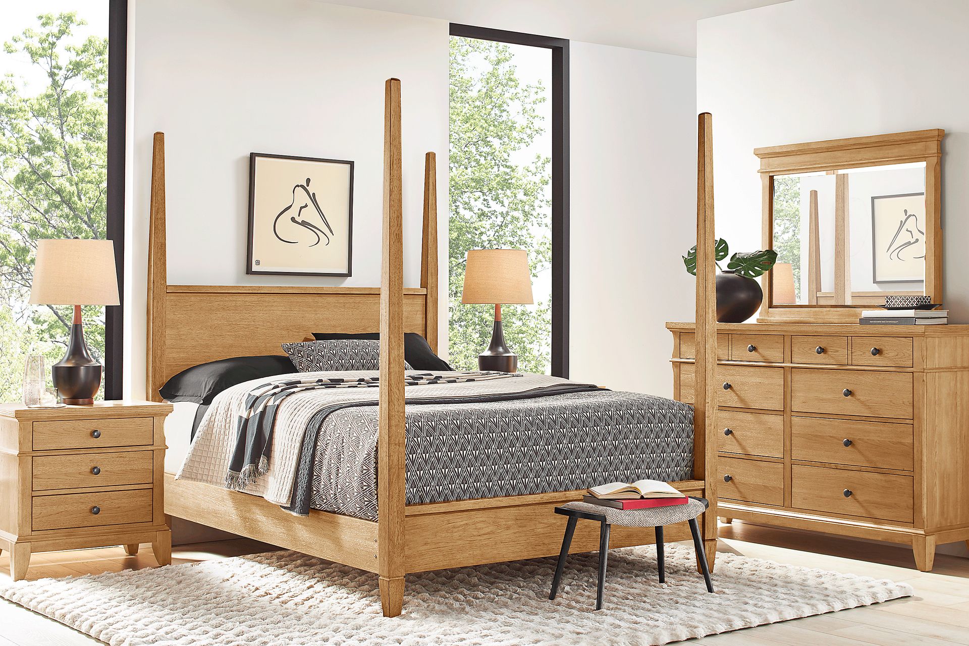 Springville Natural 5 Pc Queen Poster Bedroom - Image 1