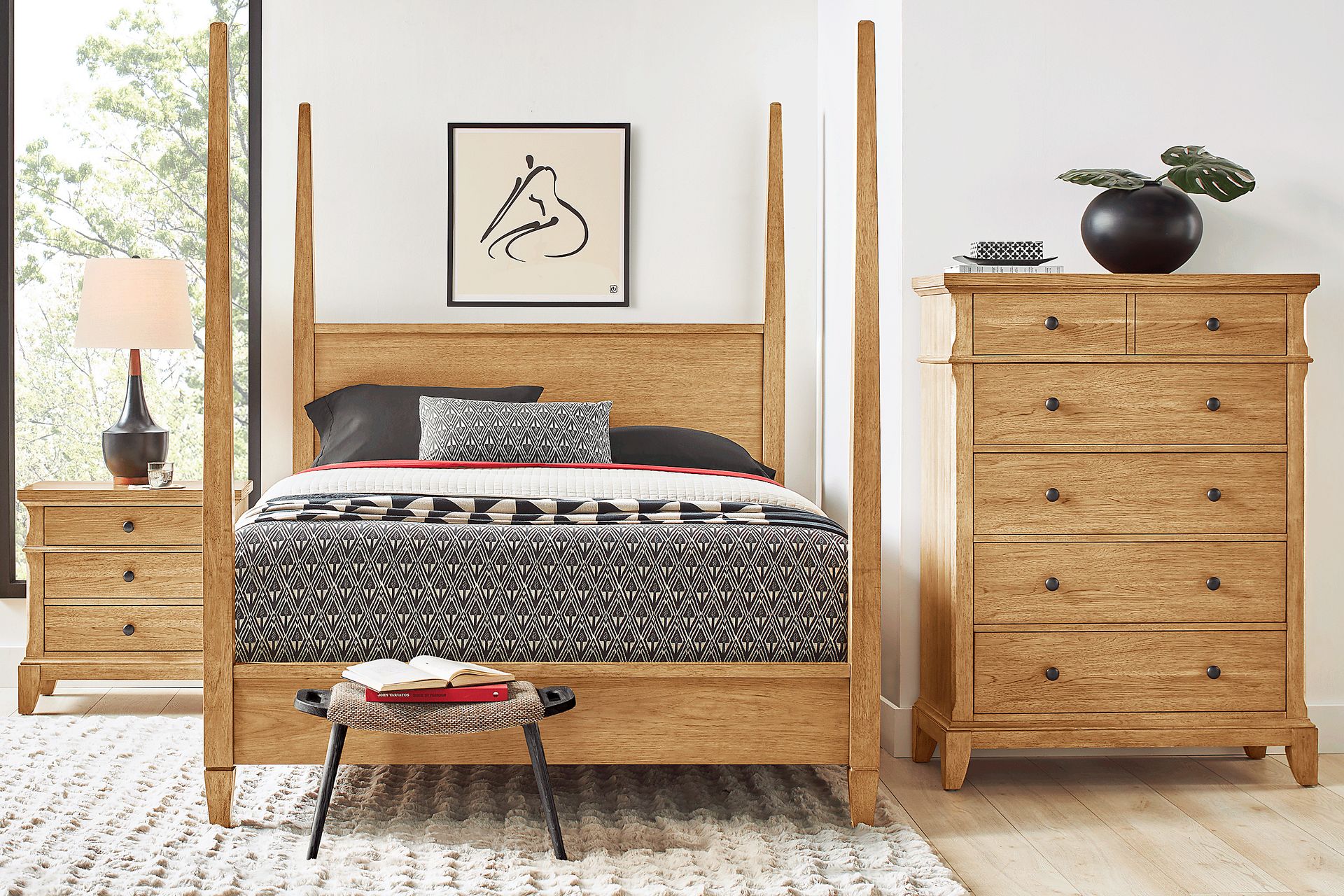 Springville Natural 5 Pc Queen Poster Bedroom - Image 1
