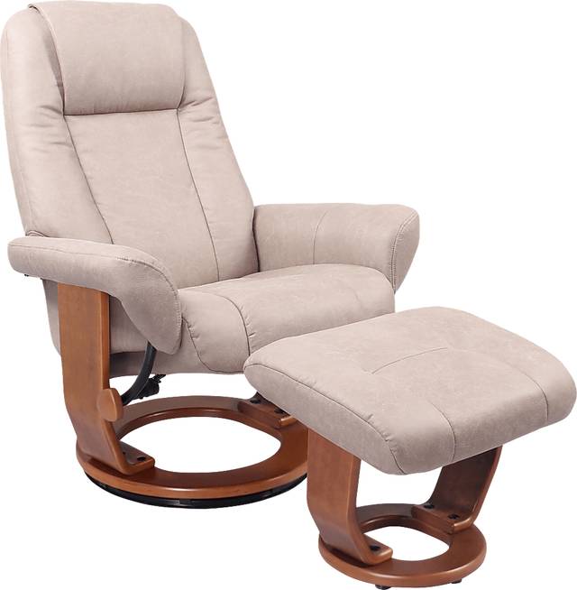 Springway Beige Recliner and Ottoman - Thumbnail - Image 1