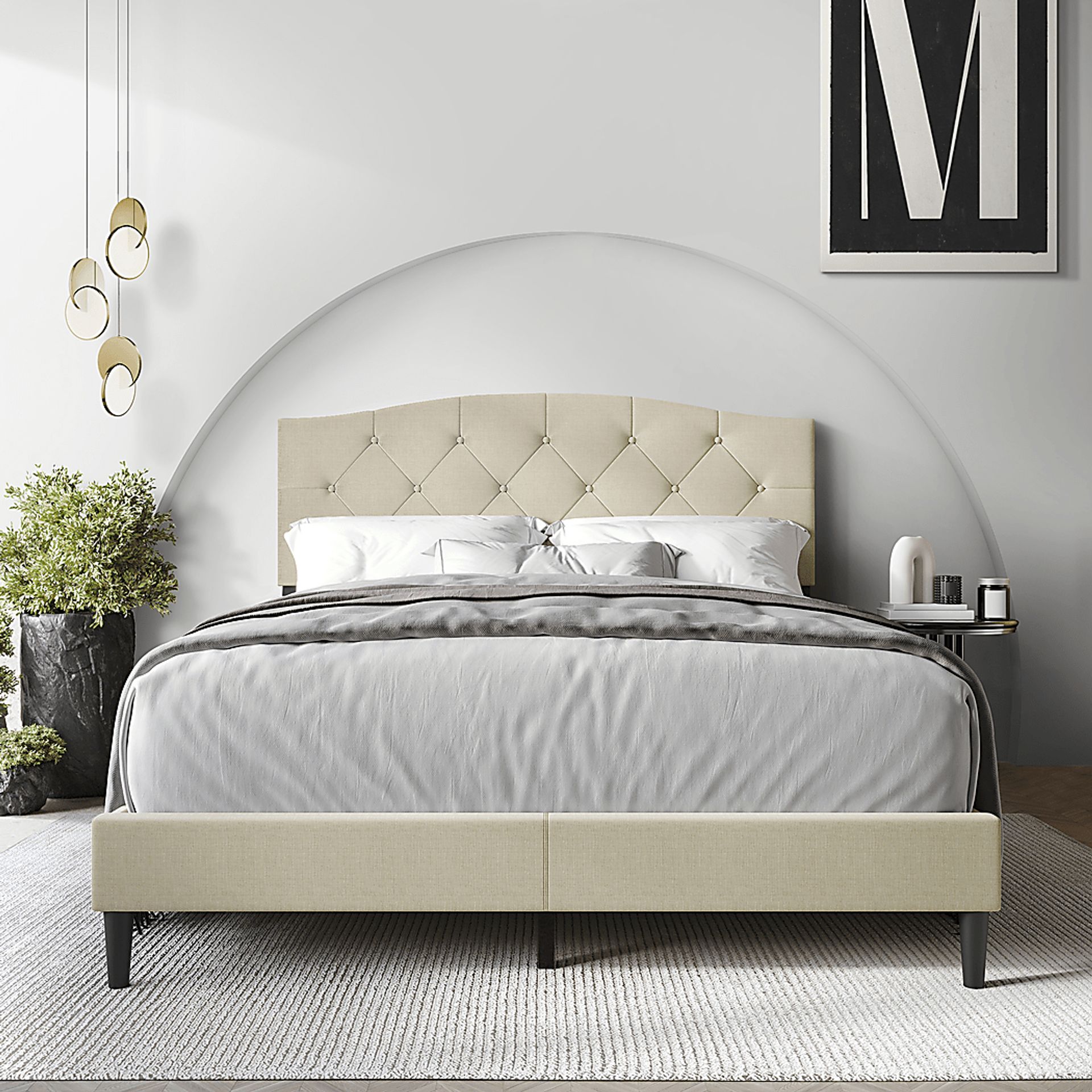 Sprucerow Beige Queen Bed - Image 2