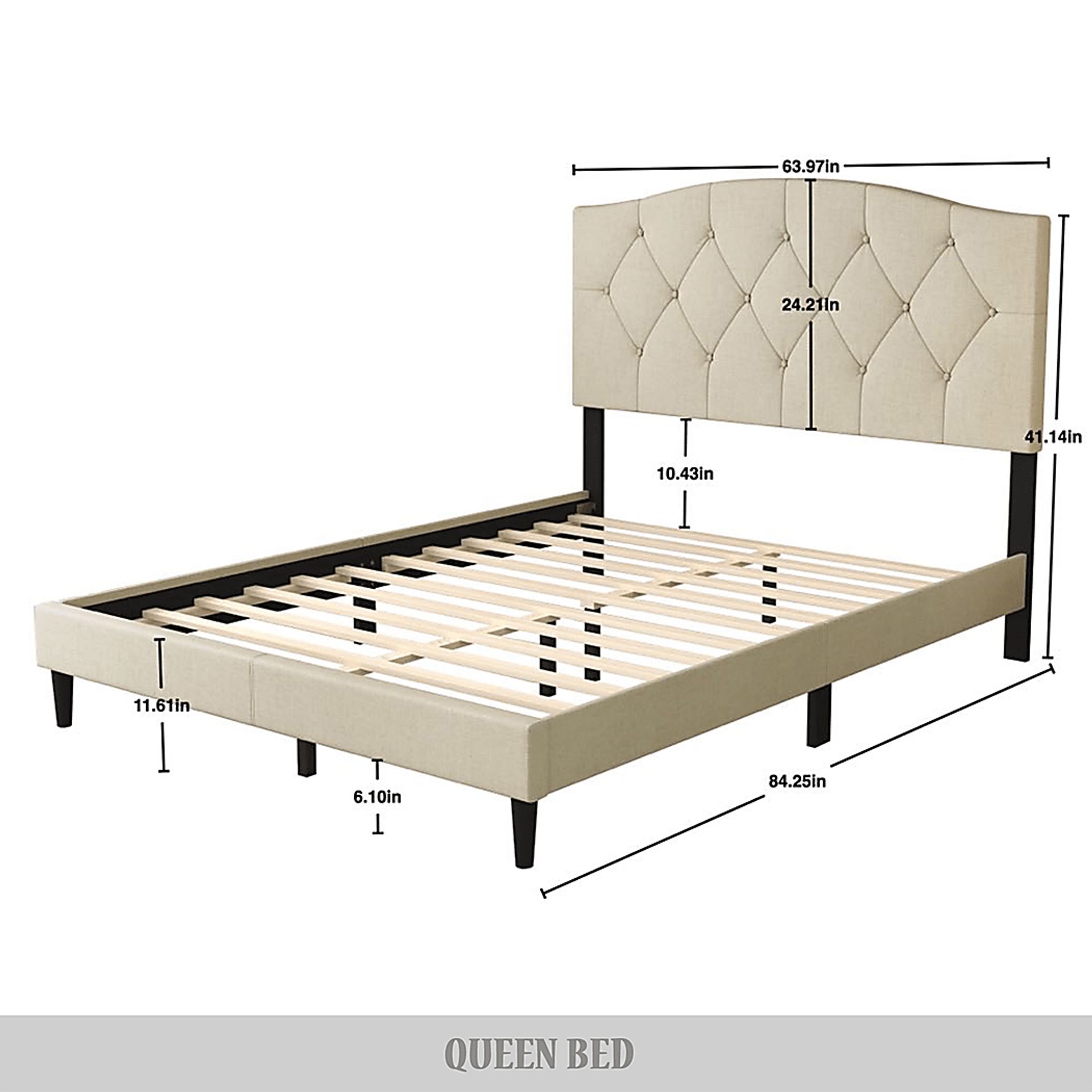 Sprucerow Beige Queen Bed - Image 7