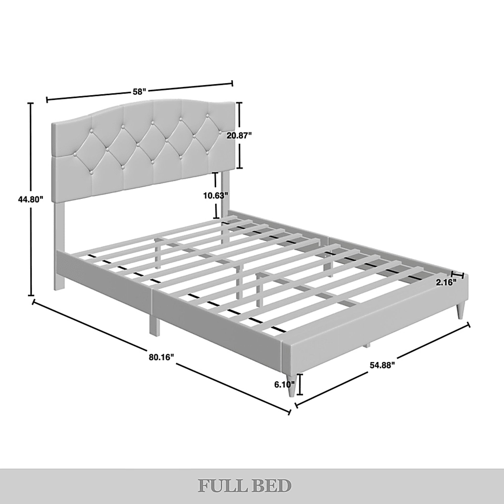 Sprucerow Light Gray Full Bed - Image 3